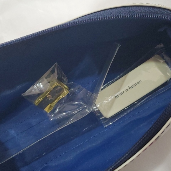 Kate Spade 4pc white & blue polka-dot cherry print pencil case‎ & accessories - Picture 7 of 11